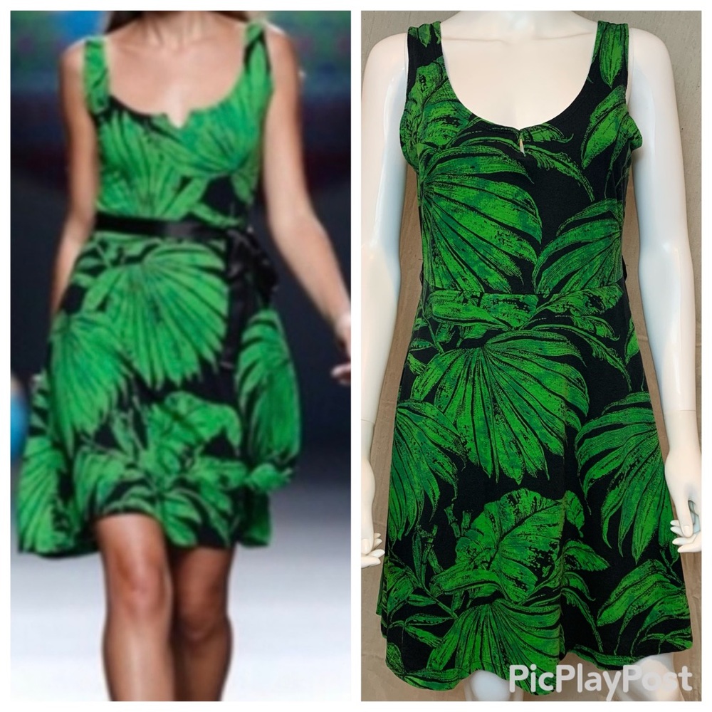 DESIGUAL Say Something Nice Palm Leaf Tank Dress